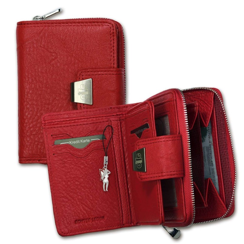 Ladies’ Cowhide Purse/Wallet 5197 - Red - 9x13cm
