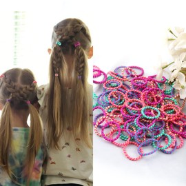 ELIHAIR Kids Baby Hair Ties for Girls Ponytail Holder Hair Elastics Bands 3cm for Child Toddler Curly Hair(200pcs Kids Chili Drama)