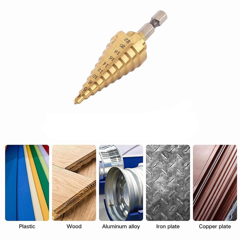 Shallho 1/4 Inch Hexagon Shank 4-22 mm Titanium Coated Spiral
