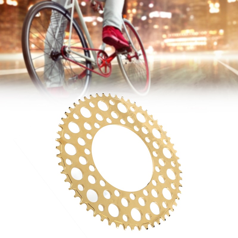 Folding Bicycle Chainwheel Smooth Fastness AntiCorrosion Wearproof Bike Chainring(Titanium Gold
