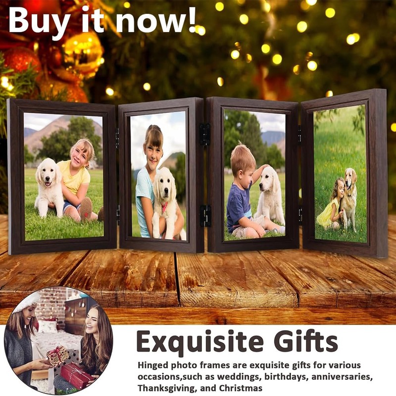 Hinged Picture Frames,Foldable Photo Frame,Folding Frame,Glass Photo Frame,with 180° Foldable