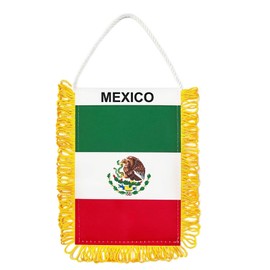FLAGPARK Mexican Flag 4x6 inch Fringy Window Hanging Flag Car Rearview Mirror Decor Double Sided Mini Flag Banner Mexico Flag 4x6 inch
