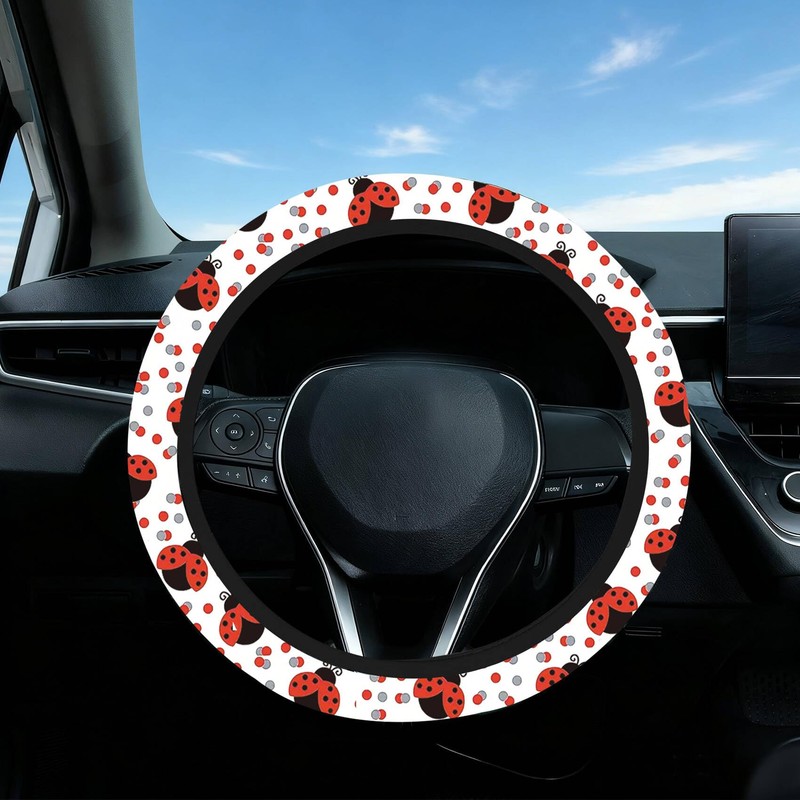 Ladybug Steering Wheel Cover 15 Inch Universal Neoprene Steering Cover