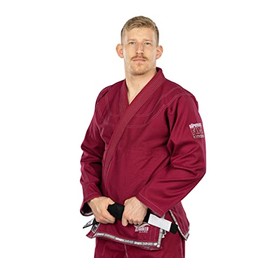 FUJI Suparaito BJJ GI and Martial Arts Uniform - Brazilian Jiu Jitsu Gi With Pearl Weave Jacket, Burgandy, Size A3L