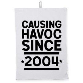 Hippowarehouse Causing havoc since 2004 birthday Tea Towel Eco Printed Dish Cloth Kitchen accessory 50cmx70cm 100% Cotton