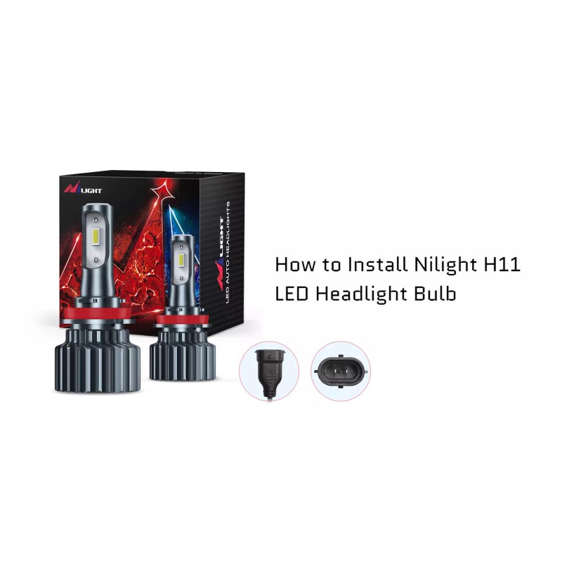Nilight H11 Headlight Bulbs E20 Series 50W 10000LM 6000K IP67