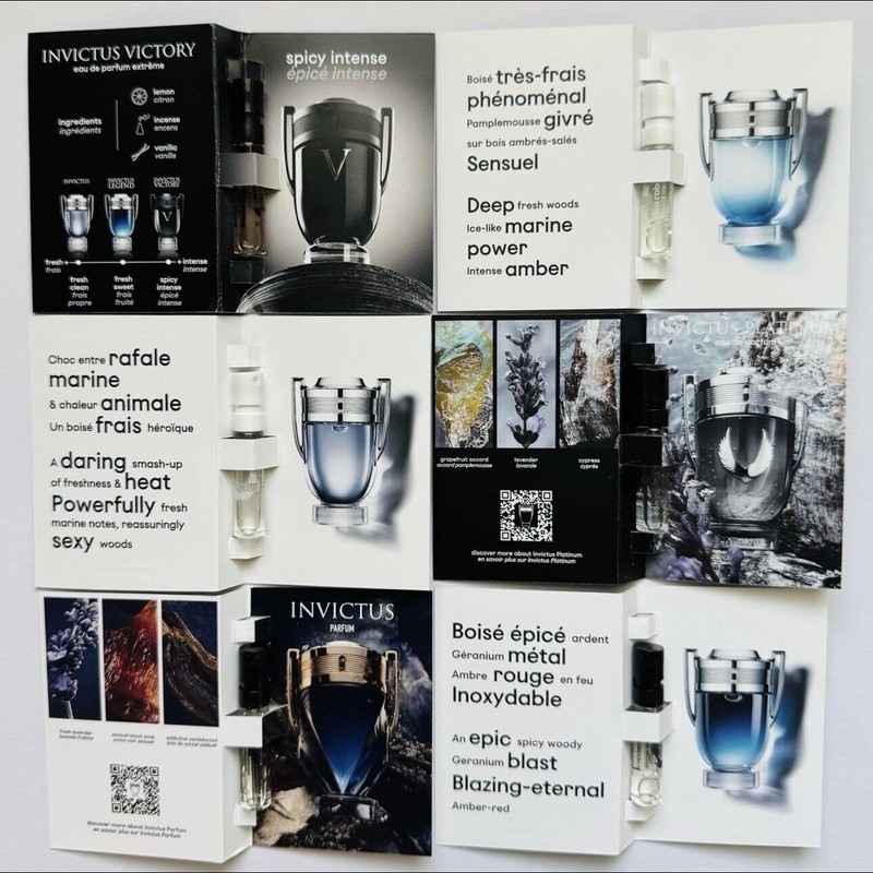 Paco Rabanne INVICTUS Men’s Cologne Collection Sample Spray Vials 6pc