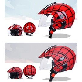 Kids Cool Vespa Childrens Helmet Boys, Electric Motorcycle Half Helmet with Visor,2~14 Years Old DOT Approved Street Retro Go-Kart Dirt-Bike Scooter Moped for Youth Children's (Bright Red,One Size)