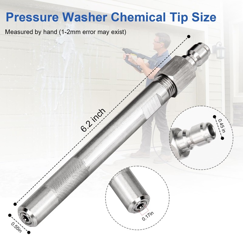 Pressure Washer Long Range Chemical Nozzle for Ladder Saver, Fits