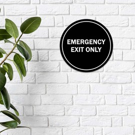 Signs ByLITA Circle Emergency Exit Only Sign (Brushed Silver) - X-large 2 Pack