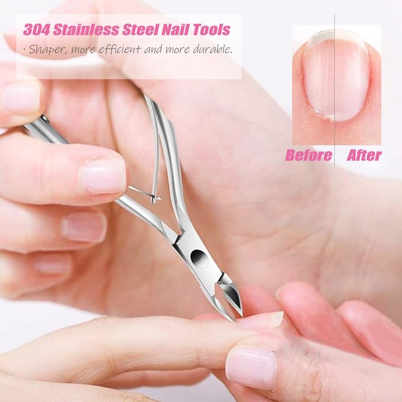 2Pcs Cuticle Clipper Tools Cuticle Cutter Cuticle Pusher Professional Nipper