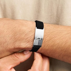 American Flag Initial Bracelet for Men Boys Adjustable Band Patriotic Silver H Letter American Flag Tag Charm Bracelet Graduation Gifts for Him 2025 Gifts To My Son Dad