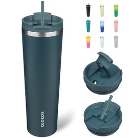 BJPKPK 34oz Stainless Steel Insulated Tumbler With lid And Straw Travel Coffee Thermal Tumblers Cup For Women And Men,Navy Blue