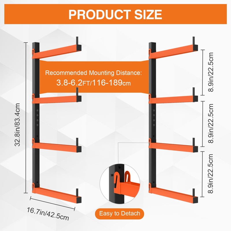 Housolution 4-Level Lumber Storage Rack - 4 Pack Holds Up