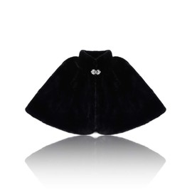 Jovono Women's Bridal Wedding Faux Fur Scarf Wrap Black Bridal Fur Scarf Stole Fur Wraps and Scarves for Women, black