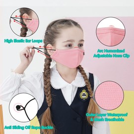 SPRING SEAON Reusable Cloth Face Cover, 5Pcs Waterproof with Lanyard Adjustable Straps and Nose Wire Size S-M