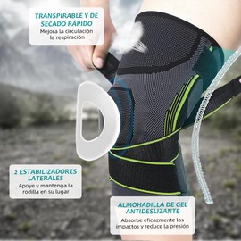 Rodillera Ortopedica, Rodilleras Deportivas con Almohadilla de Gel, Protectores de Rodillas Ajustables con Correas Dobles Bidireccionales, Ideal para Protección, Alivio y Deportes (XL)
