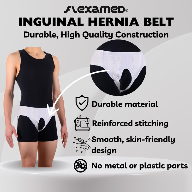 FlexaMed Right Side Inguinal Groin Hernia Truss with Compression Pad