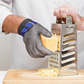 Herda 1Pair Level 9 Cut Resistant Gloves Chef Metal Safety Kitchen Cut Proof Gloves for Meat Cutting Fish Fillet Oyster Shucking Butcher Gloves (XL)