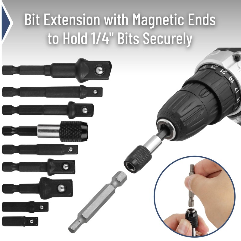 Bates- Impact Socket Adapter Set, 9 pcs, 1/4" 3/8" 1/2",