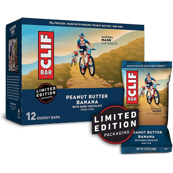 CLIF BAR - Energy Bars - Peanut Butter Banana with Dark Chocolate - (2.4 Ounce Protein Bars, 12 Pack) Packaging May Vary