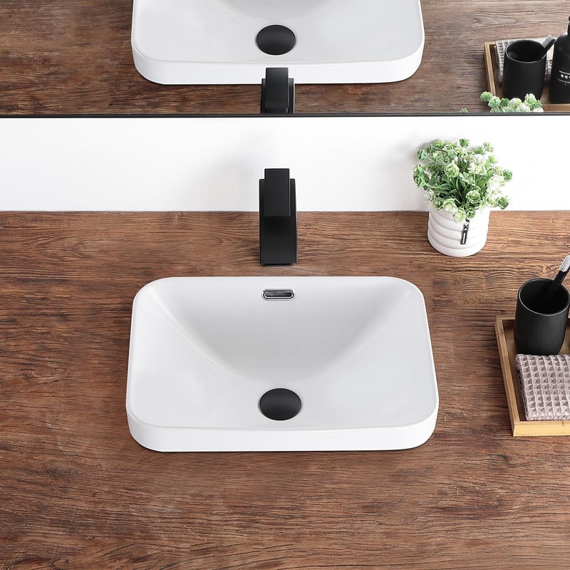 KDKSC Bathroom Vessel Sink 18.2'' x 13.3'' Small Semi Recessed