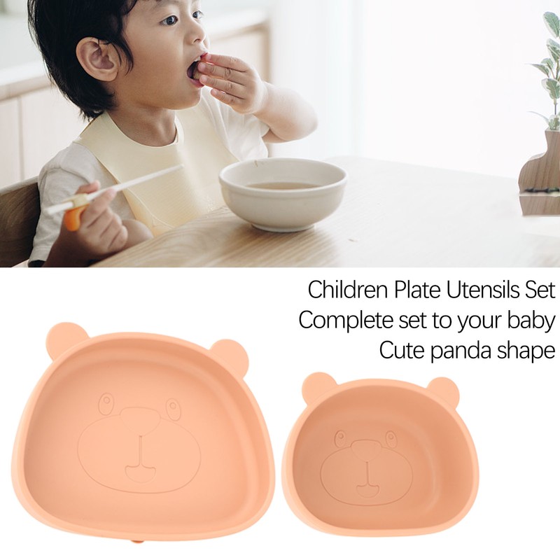 4pcs Children Plate Utensils Set Silicone Suction Bowls Set Toddler