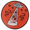 UFO and Pizza Embroidered Badge Iron-on or Sew on Patch