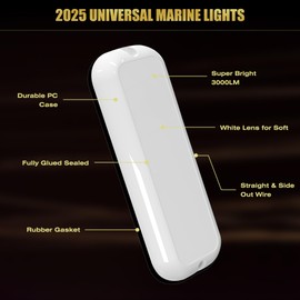 Goldlife B5 Underwater Boat Lights, Green 2x3000LM DC10-30V IP68, Pure White Shell & Lens, Marine Waterproof Lights for Yacht Boat Transom Pontoon Exterior Interior Deck Stern RV Fishing (B5-1)