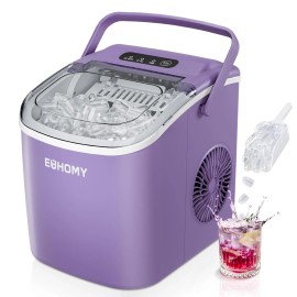EUHOMY Countertop Ice Maker Machine with Handle, 26lbs Per Day, 9 Ice Cubes R...