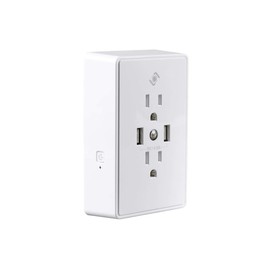 Monoprice Wireless Smart Plug Wall Outlet - White (Recessed Back) 2 Receptacles 15A, 2 USB 4.8A Ports, Night Light, No Hub Required, Works with Google Home - from Stitch Smart Home Collection