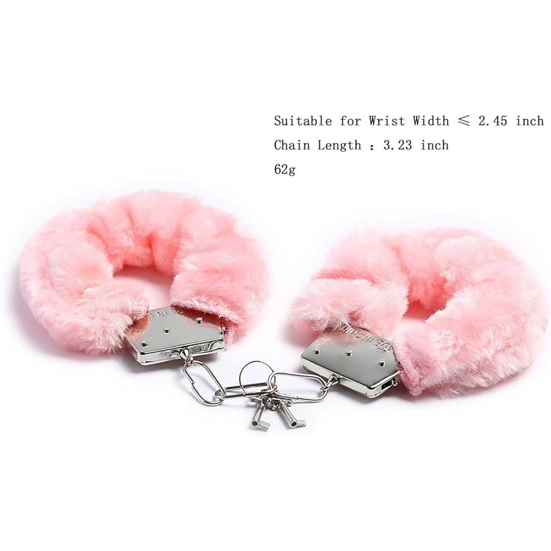 Stainless Steel Pink Fluffy Handcuffs for Ankles and Wrist with