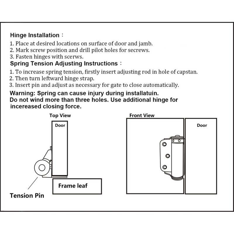 QCAA Adjustable Spring Hinge, Half Surface, 3", Black, 4 Pack(2