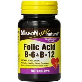 Mason Natural Folic Acid, B-6 & B-12 Tablets 90 ea (Pack of 2)
