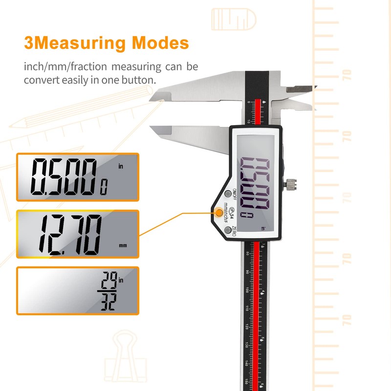 Digital Caliper, 8" Caliper Measuring Tool Extreme Accuracy Waterproof Electronic