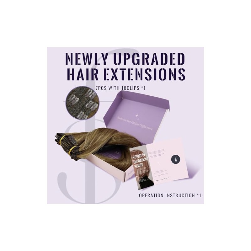 Fshine Extensiones Clip 35 cm 120 g 7 pcs Cabello