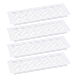 sourcing map Air Vents Cover, 4Pcs 300 x 80mm - Aluminum Alloy Mesh Air Return Vent Cover, Rectangle Louvered Ventilation Grille for Shoe Cabinet Wardrobe (White)