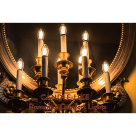 NorbCOZY 4W Vintage-Style Candelabra LED Bulb. Unique Candle/Fire-Light Spectrum for Peace & Comfort. Use Upright or Pendant, Amber Glass, Candelabra Base, 1 3/8” x 3 1/8” Inserted, Dimmable (6-Pack)