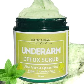 Underarm Detox Scrub, Armpit Detox Scrub with Mint and Aloe Vera, Natural Underarm Scrub for Detox Armpit, Odor Free, Exfoliating and Smoothing 10 Oz Vegan