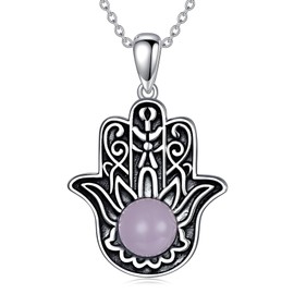 YFN Hamsa Necklace Sterling Silver Hamsa Hand Necklace With Evil Eye Hamsa Jewelry Gift For Women Men, Sterling Silver, No Gemstone