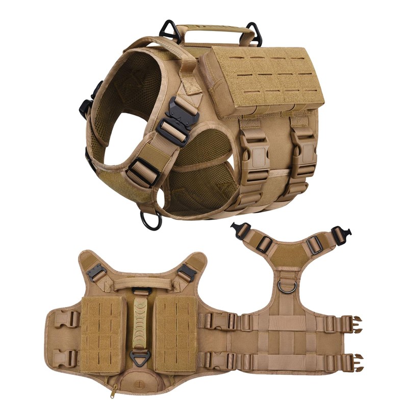 AIWAI Tactical Dog Harness with Handle for Large Dogs,2X Metal