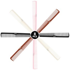 Feewala Combs Set, Classic Hair Comb, Fine and Wide Teeth, For Hairdressing, Grooming, Detangling, Sectioning, Teasing, 7 Inches, 4 Colors and 8 Pieces