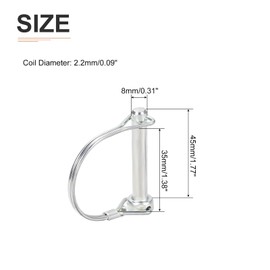 DTGN 8mm x 45mm (DxL) Axle Lock Pin for Agricultural Trailer Lawn, Carbon Steel Round Trailer Coupler Pins, Silver Tone