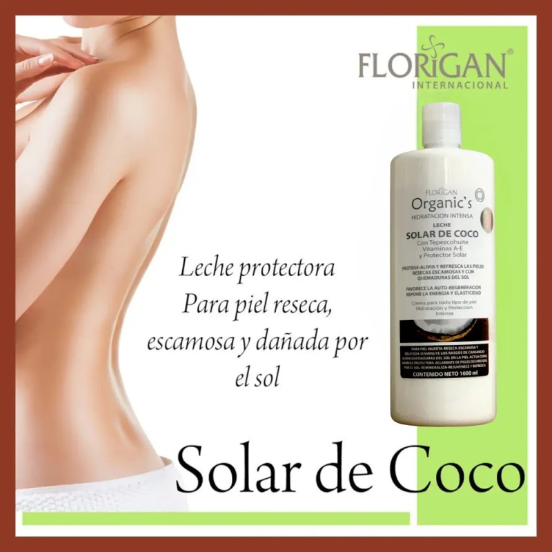 Crema Solar De Coco Con Tepezcohuite Florigan 1 L