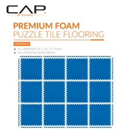 CAP Barbell 1-Inch Interlocking EVA Foam Exercise Puzzle Mats - 2 Pack | 24" x 24" x 1" | T Pattern - Blue