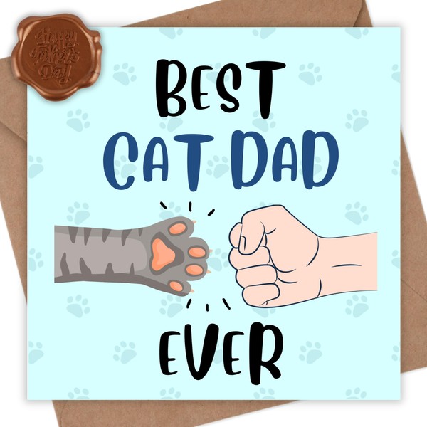 CCAMSSELY Fathers Day Card from Cat - Cute Happy Father's