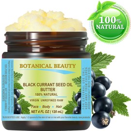 Botanical Beauty BLACK CURRANT SEED OIL BUTTER 100% Pure Natural VIRGIN UNREFINED Cold-Pressed for Face, Skin, Body, Hair, Lip, Nails. Rich in Gamma-Linolenic Acid, Vitamin E (4 Fl Oz)