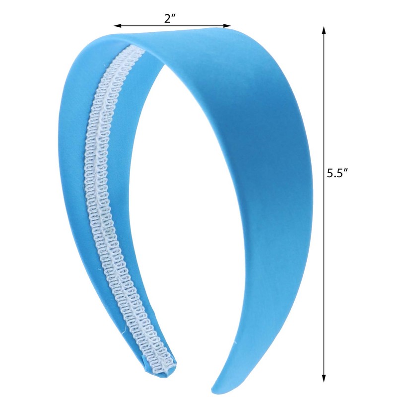 Motique Accessories Light Blue 2 Inch Wide Satin Hard Headband