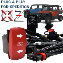 OZ-USA Turn Signal Red Rocker Switch Pulse Busbar Plug Harness Kit for XPEDITION ADV