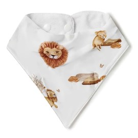 Snuggle Hunny Baby Bib, Organic Cotton Jersey Bandana Drool Bib, with Adjustable Snap Buttons, Soft and Absorbent, Lion